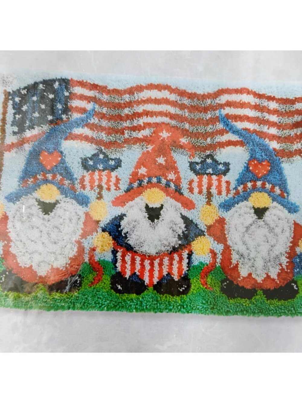 Patriotic Gnomes Latch Hook Rug Craft Kit 40" x 27" Herrschners July 4th Decor - Picture 9 of 10